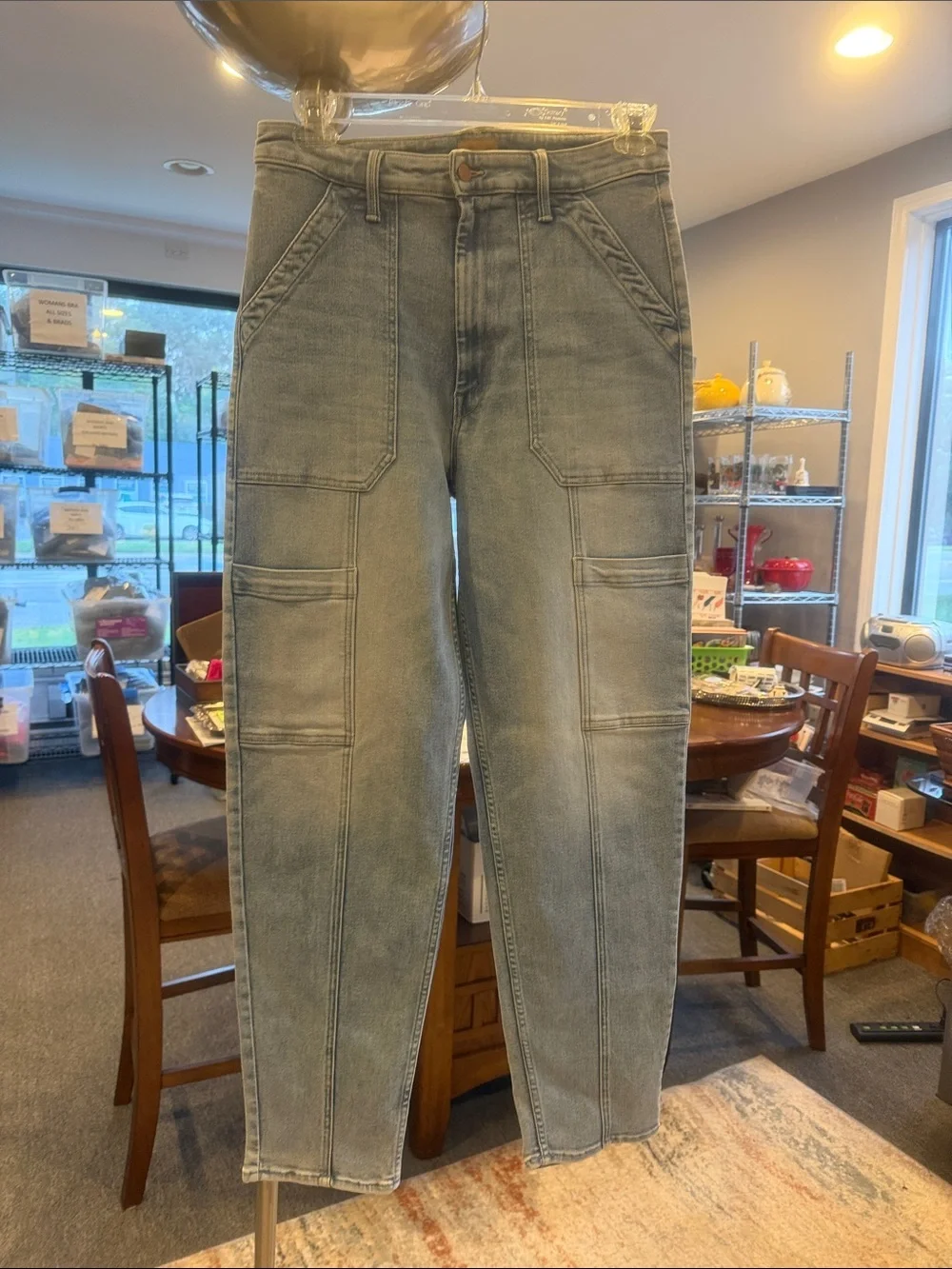 MOTHER Washed Light Blue Straight Jeans 30 NWT Double Pocket high waisted